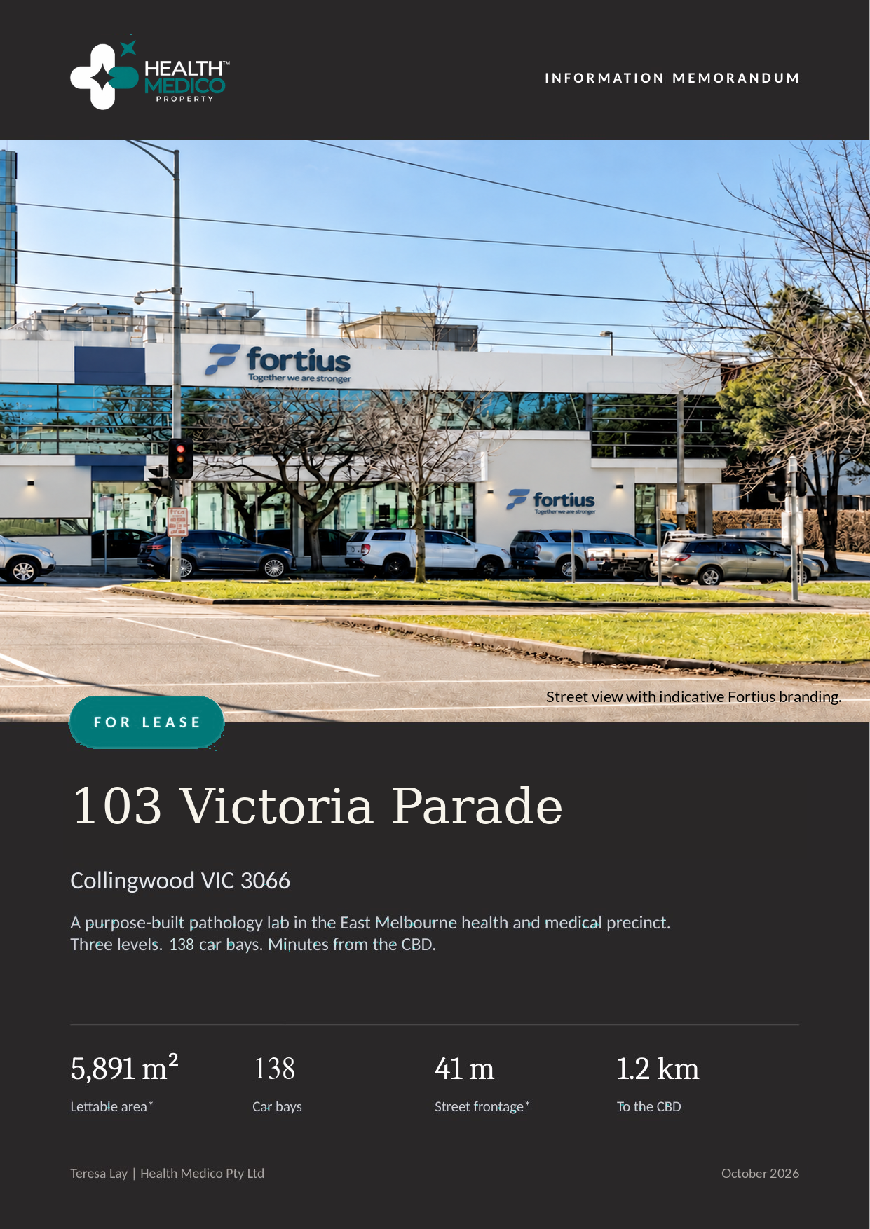 Page 1: Cover: 103 Victoria Parade, Collingwood, for lease